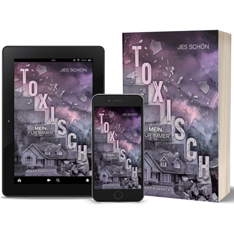 Buchcover und digitale Geräte zeigen den Titel "Allegra Winters" mit einer Nachtszene.