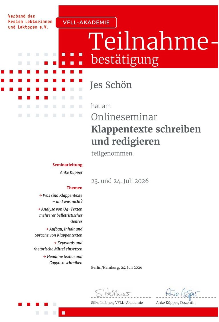 Teilnahmebescheinigung Coaching-Seminar VfLL aus Februar 2025